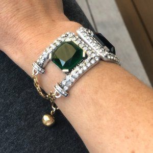 LULU FROST Emerald and Diamond Deco Cuff